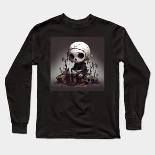 Cute preppy skeleton sitting in despair Long Sleeve T-Shirt